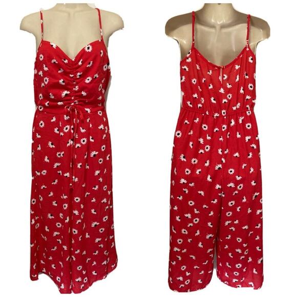 White Daisies Y2K Cherry Red Jumpsuit size S Palazzo Pants - Picture 1 of 8